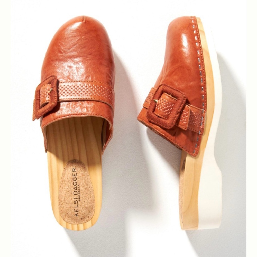 KELSI DAGGER Brooklyn Carve Wood Clogs Mule NEW!